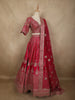 Queen Pink Floral Sequins and Zari Embroidered Design Banarasi Silk Lehenga with Dupatta
