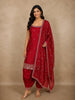 Queen Pink Floral Sequins and Zari Embroidered Design Satin Palazzo Suit with Dupatta