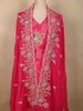 Queen Pink Floral Thread Embroidered Design Crepe Silk Salwar Suit with Over Coat