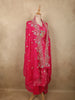 Queen Pink Floral Thread Embroidered Design Crepe Silk Salwar Suit with Over Coat