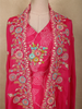 Queen Pink Floral Thread Embroidered Design Crepe Silk Salwar Suit with Over Coat