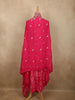 Queen Pink Floral Thread Embroidered Design Crepe Silk Salwar Suit with Over Coat