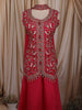 Queen Pink Floral Thread Embroidered Design Satin Palazzo Suit with Dupatta