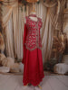 Queen Pink Floral Thread Embroidered Design Satin Palazzo Suit with Dupatta