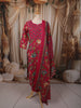 Queen Pink Floral Vine Printed Design Pure Cotton Straight Cut Salwar Suit with Matching Dupatta
