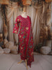 Queen Pink Floral Vine Printed Design Pure Cotton Straight Cut Salwar Suit with Matching Dupatta
