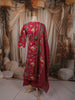 Queen Pink Floral Vine Printed Design Pure Cotton Straight Cut Salwar Suit with Matching Dupatta