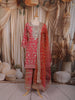 Queen Pink Floral Vine  Sequins & Zari Embroidered Design Chiffon Party Wear Palazzo Suit with Matching Dupatta