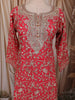 Queen Pink Floral Vine  Sequins & Zari Embroidered Design Chiffon Party Wear Palazzo Suit with Matching Dupatta