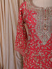 Queen Pink Floral Vine  Sequins & Zari Embroidered Design Chiffon Party Wear Palazzo Suit with Matching Dupatta