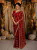 Queen Pink Floral Vine Sequins and Beads Embroidered Design Net Party Wear Saree