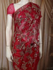 Queen Pink Floral Vine Sequins and Beads Embroidered Design Net Party Wear Saree