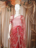 Queen Pink Floral Vine Stone Embellished Design Pure Tissue Silk Party Wear Saree with Scalloped Border