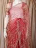 Queen Pink Floral Vine Stone Embellished Design Pure Tissue Silk Party Wear Saree with Scalloped Border