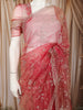 Queen Pink Floral Vine Stone Embellished Design Pure Tissue Silk Party Wear Saree with Scalloped Border