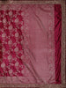 Queen Pink Floral Vine Zari Woven Design Pure Banarasi Silk Party Wear Saree with Scalloped Border