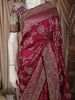 Queen Pink Floral Vine Zari Woven Design Pure Banarasi Silk Party Wear Saree with Scalloped Border