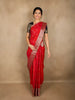 Queen Pink Floral Woven Design Kanchipuram Silk Saree With Contrast Zari Border