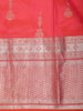 Queen Pink Floral Woven Design Kanchipuram Silk Saree With Contrast Zari Border