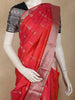 Queen Pink Floral Woven Design Kanchipuram Silk Saree With Contrast Zari Border