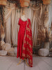Queen Pink Floral Woven Design Semi Silk Anarkali Salwar Suit with Matching Designer Dupatta