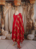 Queen Pink Floral Woven Design Semi Silk Anarkali Salwar Suit with Matching Designer Dupatta