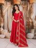 Queen Pink Floral Woven Design Semi Silk Anarkali Salwar Suit with Matching Designer Dupatta