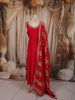 Queen Pink Floral Woven Design Semi Silk Anarkali Salwar Suit with Matching Designer Dupatta