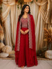 Queen Pink Floral Zari Embroidered Design Georgette Palazzo Suit with Over Coat