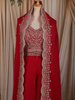 Queen Pink Floral Zari Embroidered Design Georgette Palazzo Suit with Over Coat