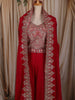 Queen Pink Floral Zari Embroidered Design Georgette Palazzo Suit with Over Coat