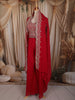 Queen Pink Floral Zari Embroidered Design Georgette Palazzo Suit with Over Coat