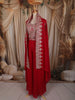 Queen Pink Floral Zari Embroidered Design Georgette Palazzo Suit with Over Coat