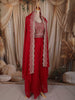 Queen Pink Floral Zari Embroidered Design Georgette Palazzo Suit with Over Coat