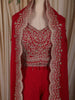 Queen Pink Floral Zari Embroidered Design Georgette Palazzo Suit with Over Coat