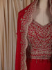 Queen Pink Floral Zari Embroidered Design Georgette Palazzo Suit with Over Coat