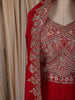 Queen Pink Floral Zari Embroidered Design Georgette Palazzo Suit with Over Coat