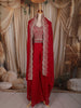 Queen Pink Floral Zari Embroidered Design Georgette Palazzo Suit with Over Coat