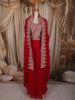 Queen Pink Floral Zari Embroidered Design Georgette Palazzo Suit with Over Coat