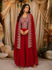 Queen Pink Floral Zari Embroidered Design Georgette Palazzo Suit with Over Coat