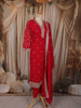 Queen Pink Floral Zari Embroidered Design Georgette Straight Cut Salwar Suit with Matching Dupatta