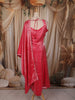 Queen Pink Floral Zari Embroidered Design Organza Anarkali Salwar Suit with Dupatta