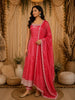 Queen Pink Floral Zari Embroidered Design Organza Anarkali Salwar Suit with Dupatta