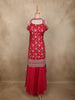 Queen Pink Floral Zari Woven Design Banarasi Silk Palazzo Suit with Choker Dupatta