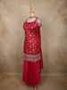 Queen Pink Floral Zari Woven Design Banarasi Silk Palazzo Suit with Choker Dupatta