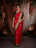 Queen Pink Floral Zari Woven Design Semi Banarasi Silk Saree with Contrast Zari Border