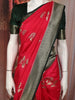 Queen Pink Floral Zari Woven Design Semi Banarasi Silk Saree with Contrast Zari Border