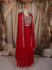 Queen Pink Floral Zari and Stone Embroidered Design Organza Skirt Top With Over Coat