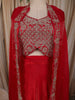 Queen Pink Floral Zari and Stone Embroidered Design Organza Skirt Top With Over Coat