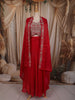 Queen Pink Floral Zari and Stone Embroidered Design Organza Skirt Top With Over Coat